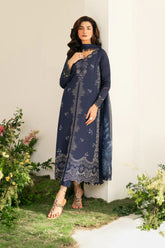 IZNIK - 3PC DHANAK EMBROIDERED SHIRT WITH TWILL PRINTED SHAWL AND TROUSER - HZG2443